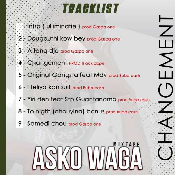 Tracklist mixtape Changement Asko Waga